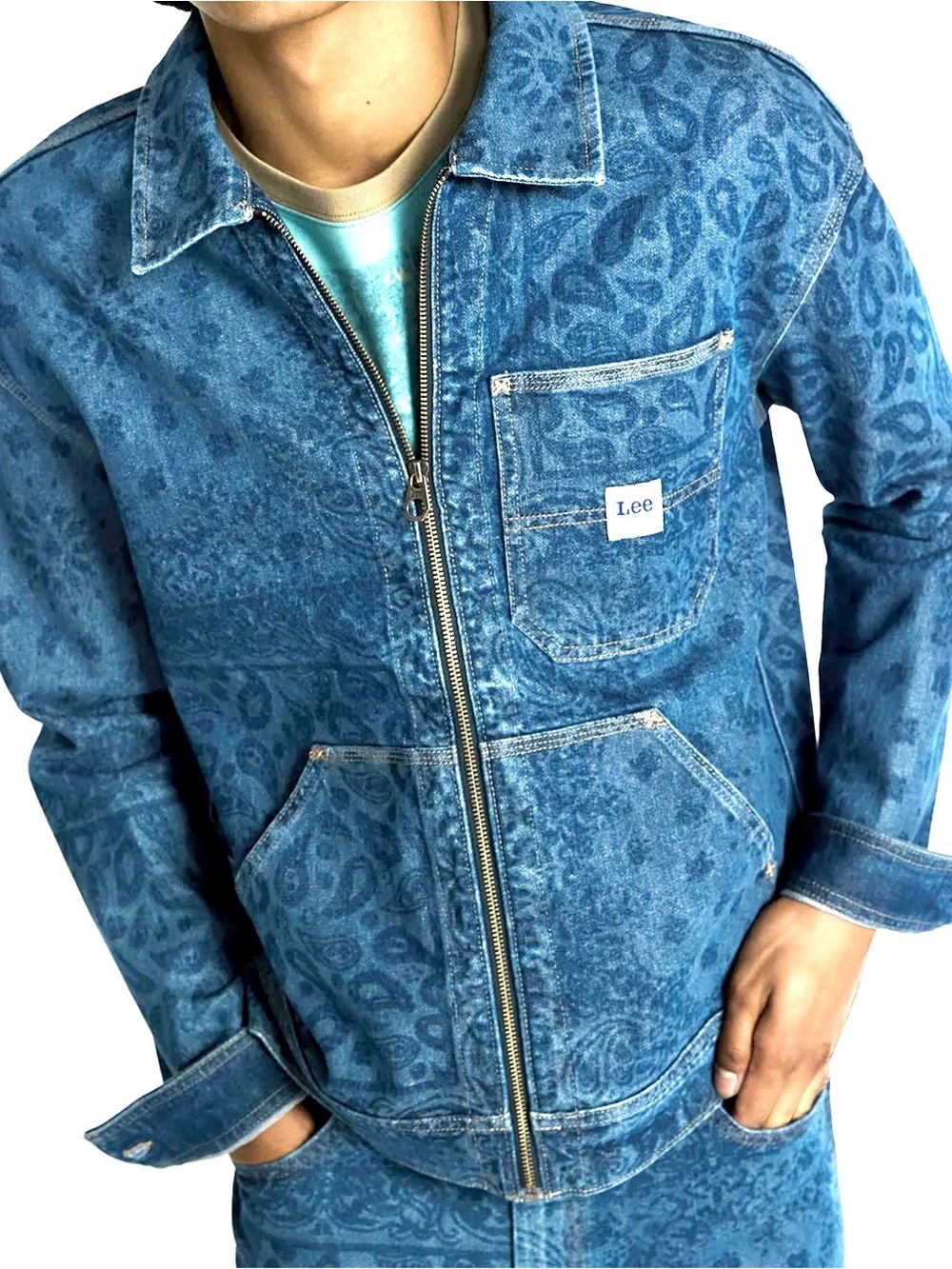 CLEAN Kacey x Lee size Small Denim Paisley Blue Jacket